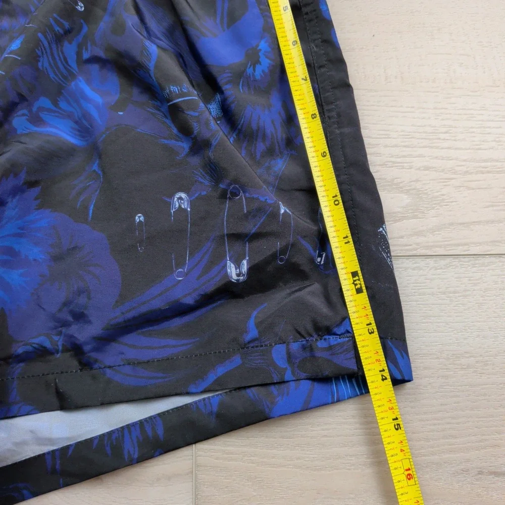 Paul Smith Botanical Print Swim Shorts Mens M Trunks Black Blue Beach Mesh Lined